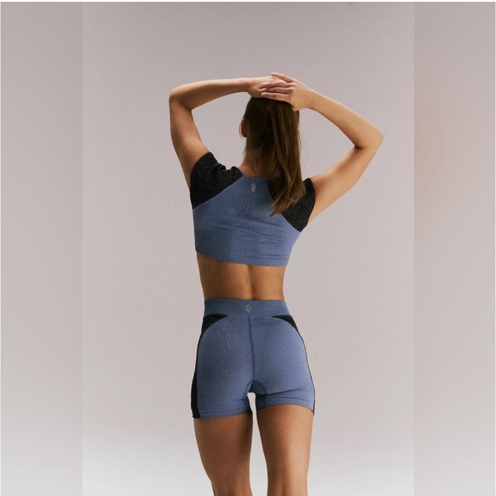 Free People Rise & Shine Set In Blue/Black Combo - Picture 4 of 5